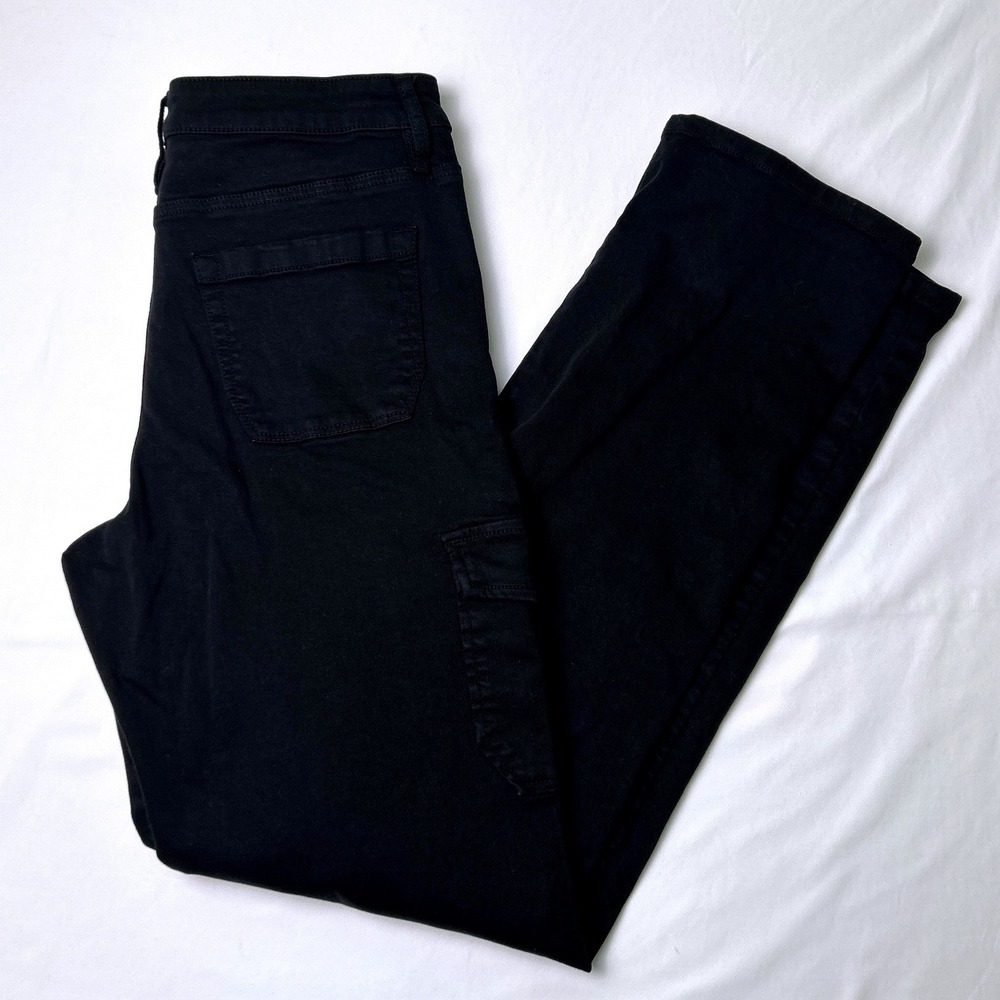 Well Worn Womens Mid Rise Straight Leg Cargo Pants Size 10 Black Streetwear